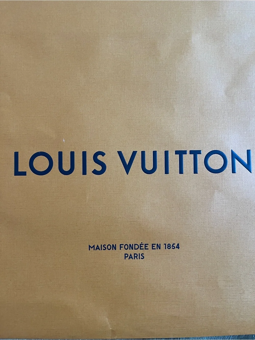 Louis Vuitton Orange Shopping Tote with Blue Handles